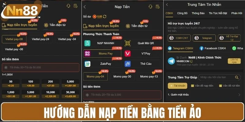Hướng dẫn nạp tiền bằng tiền ảo